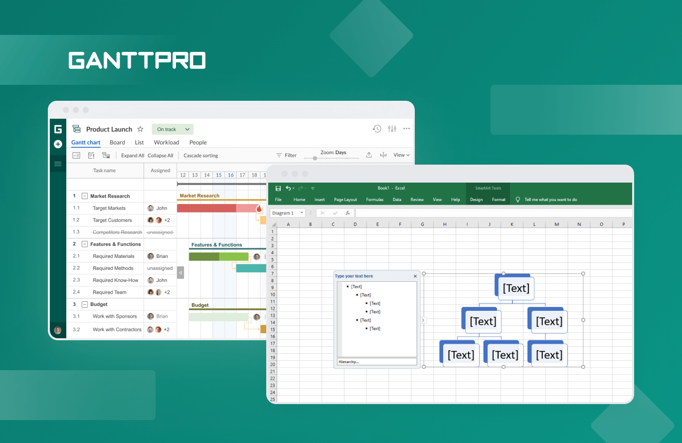 Creating a work breakdown structure in Microsoft Excel