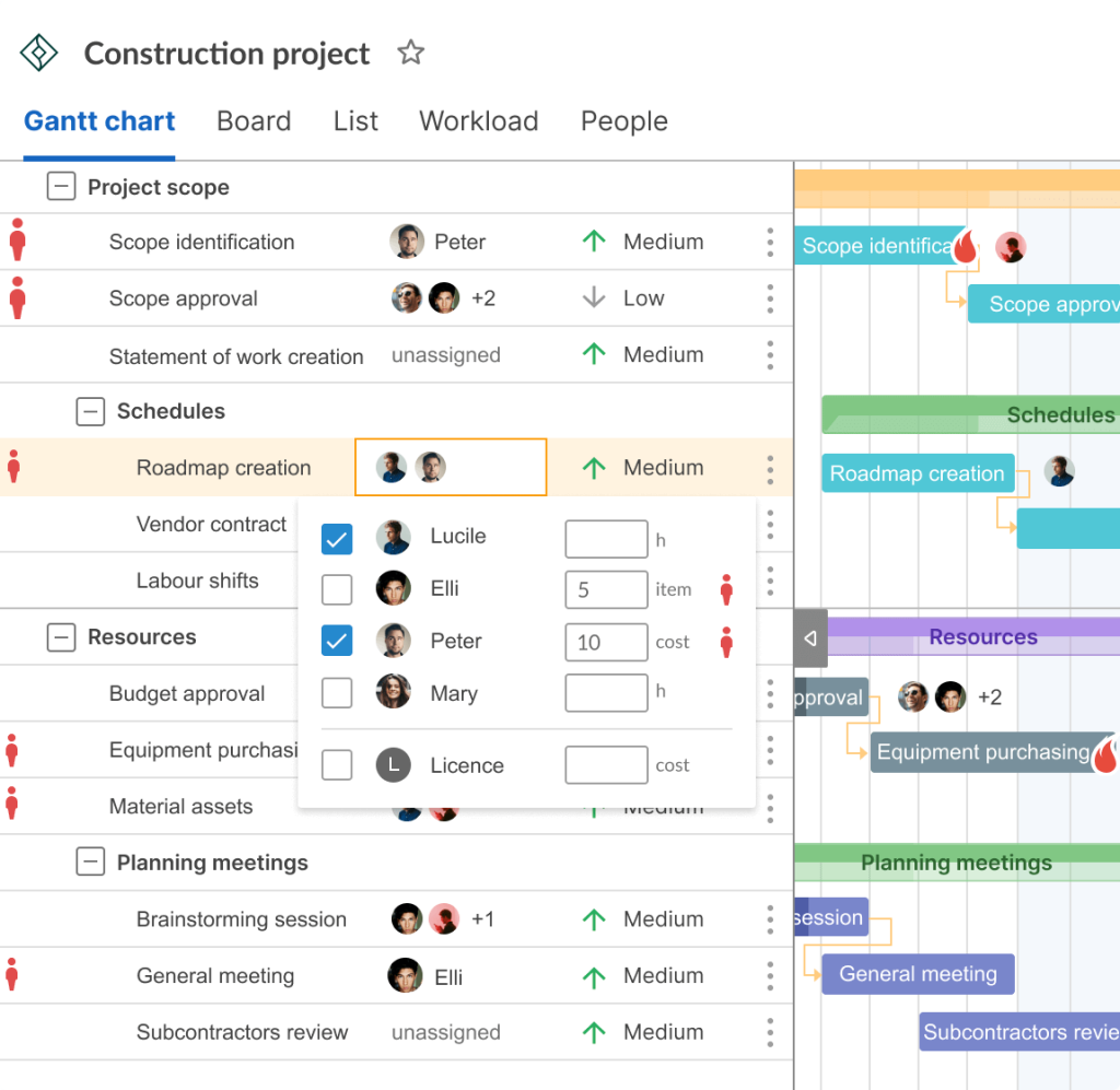 Construction project management tips: assigning users and tasks in GanttPRO