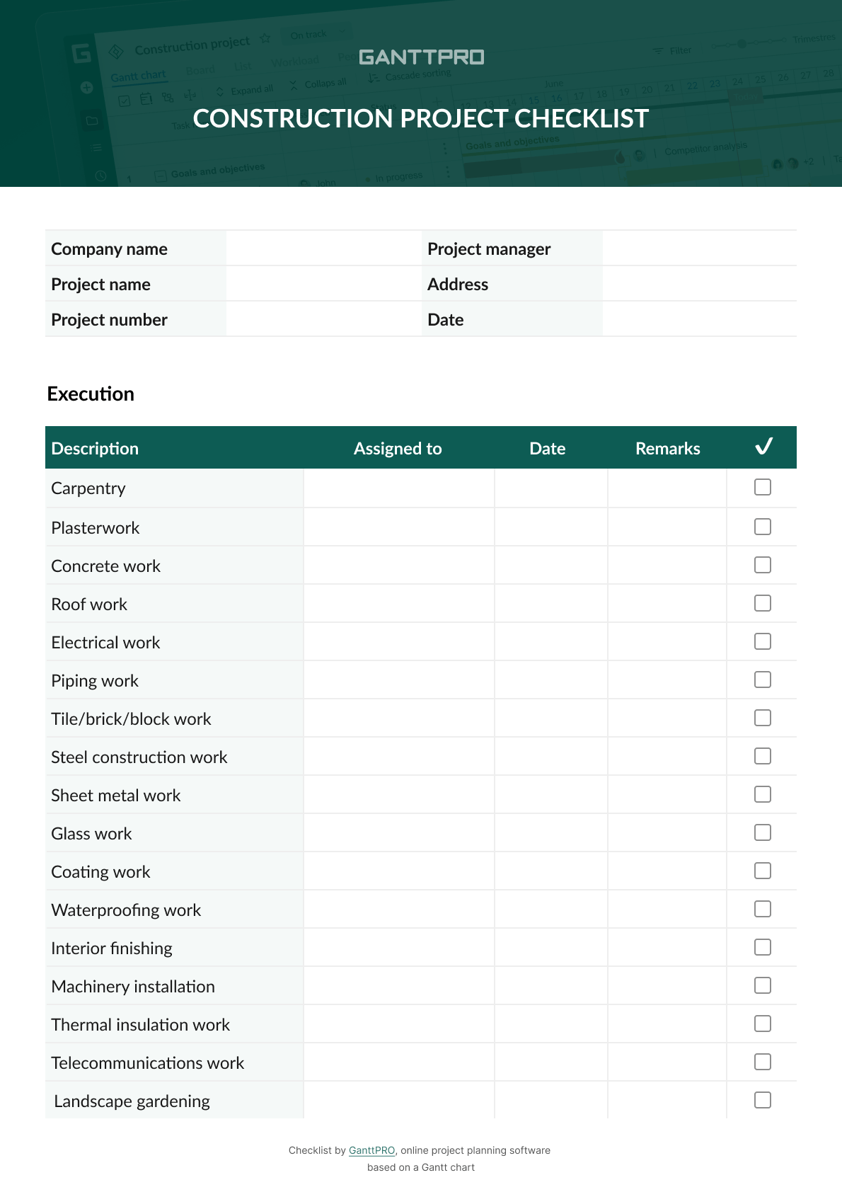 Key Stages of Construction Project Checklist