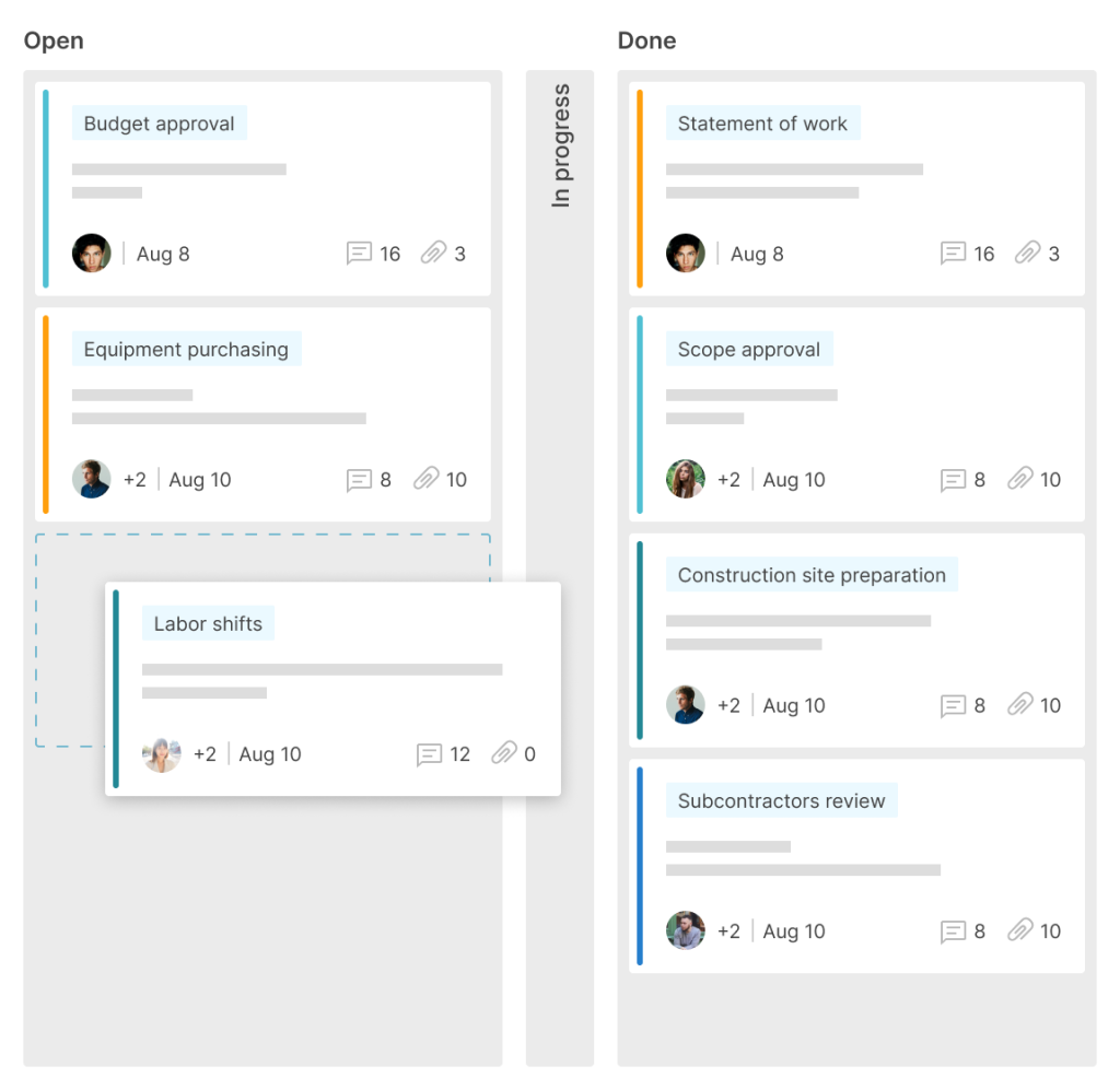 Construction project management tips: using boards and cards in GanttPRO