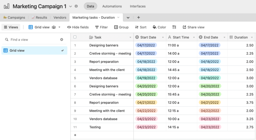 Airtable marketing project management tool