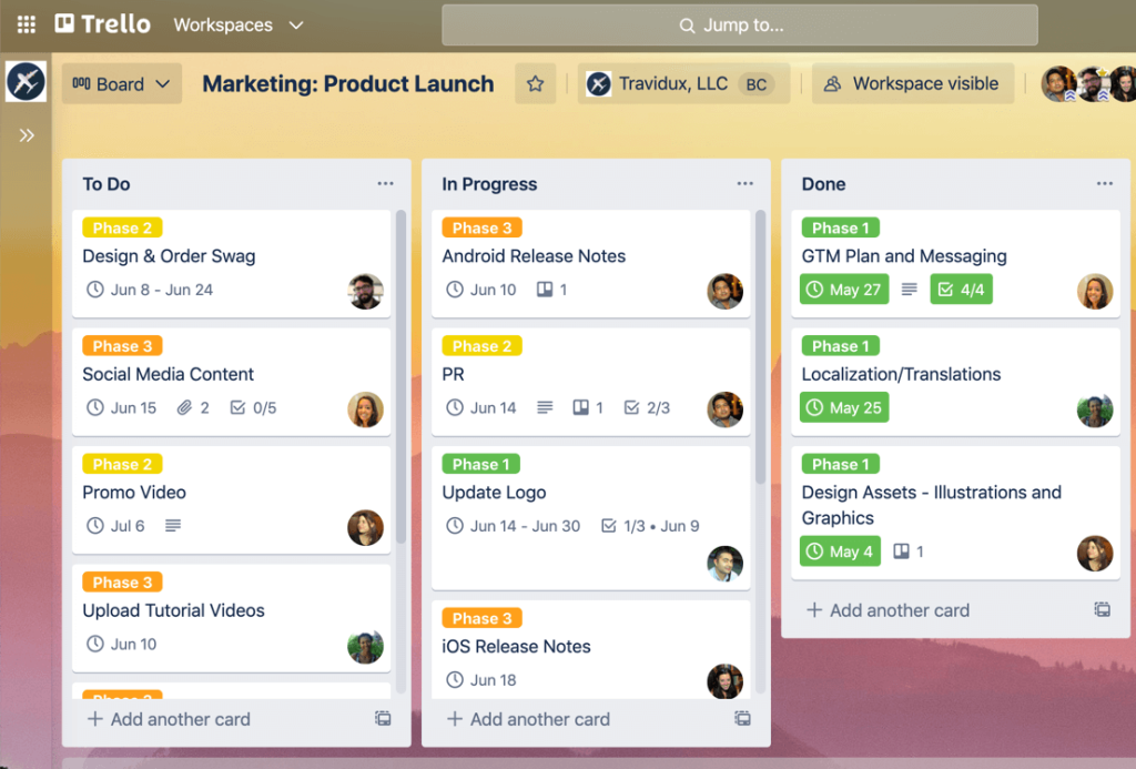 Trello marketing project management tool