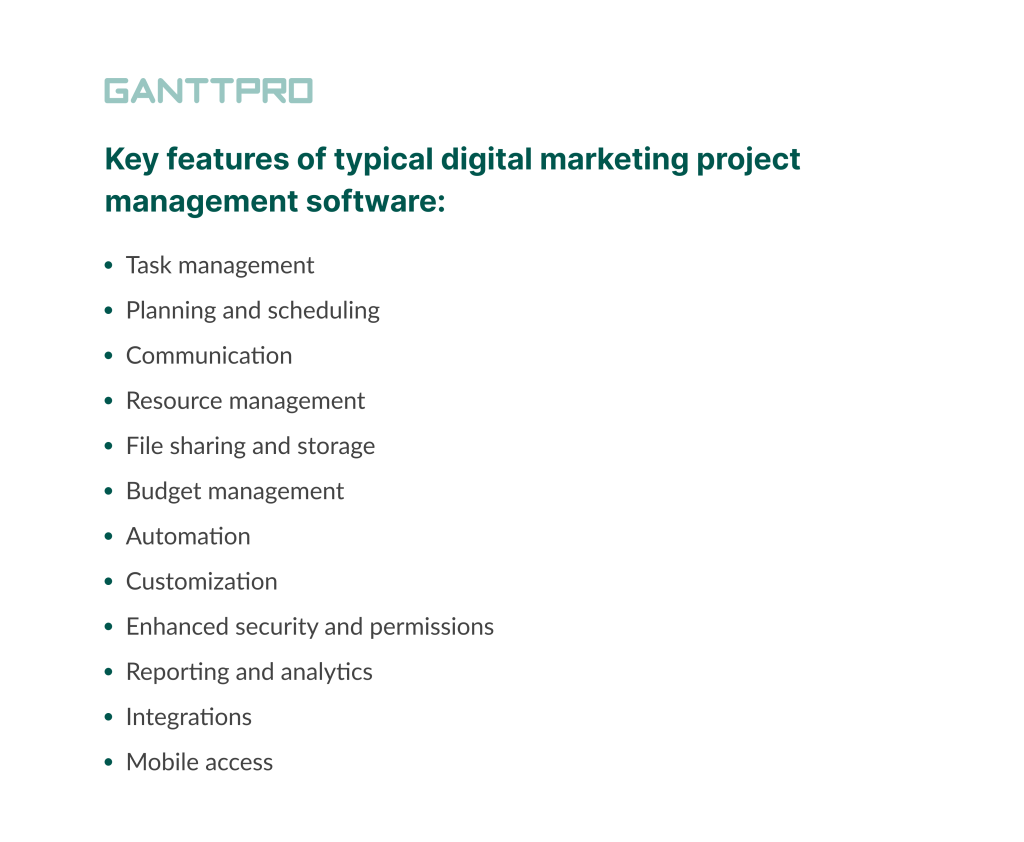 Digital marketing project management software key features