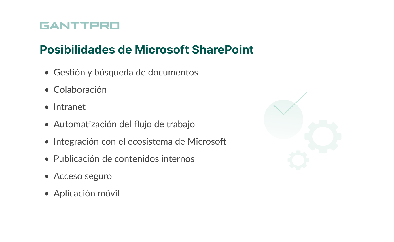 Plataforma de gestión de documentos Microsoft SharePoint