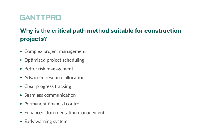 Critical path method in construction benefits