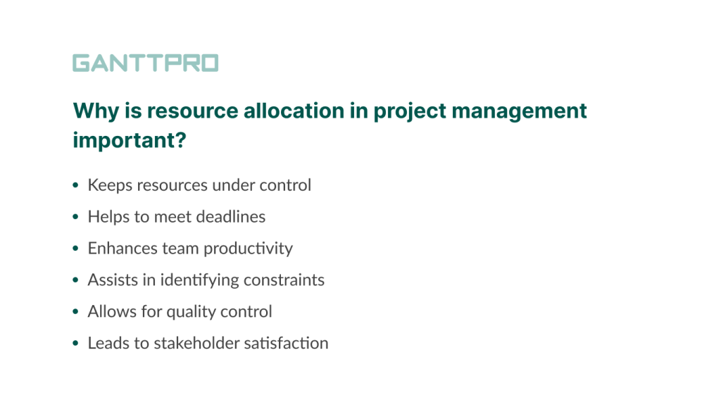 The importance of resource allocation in project management