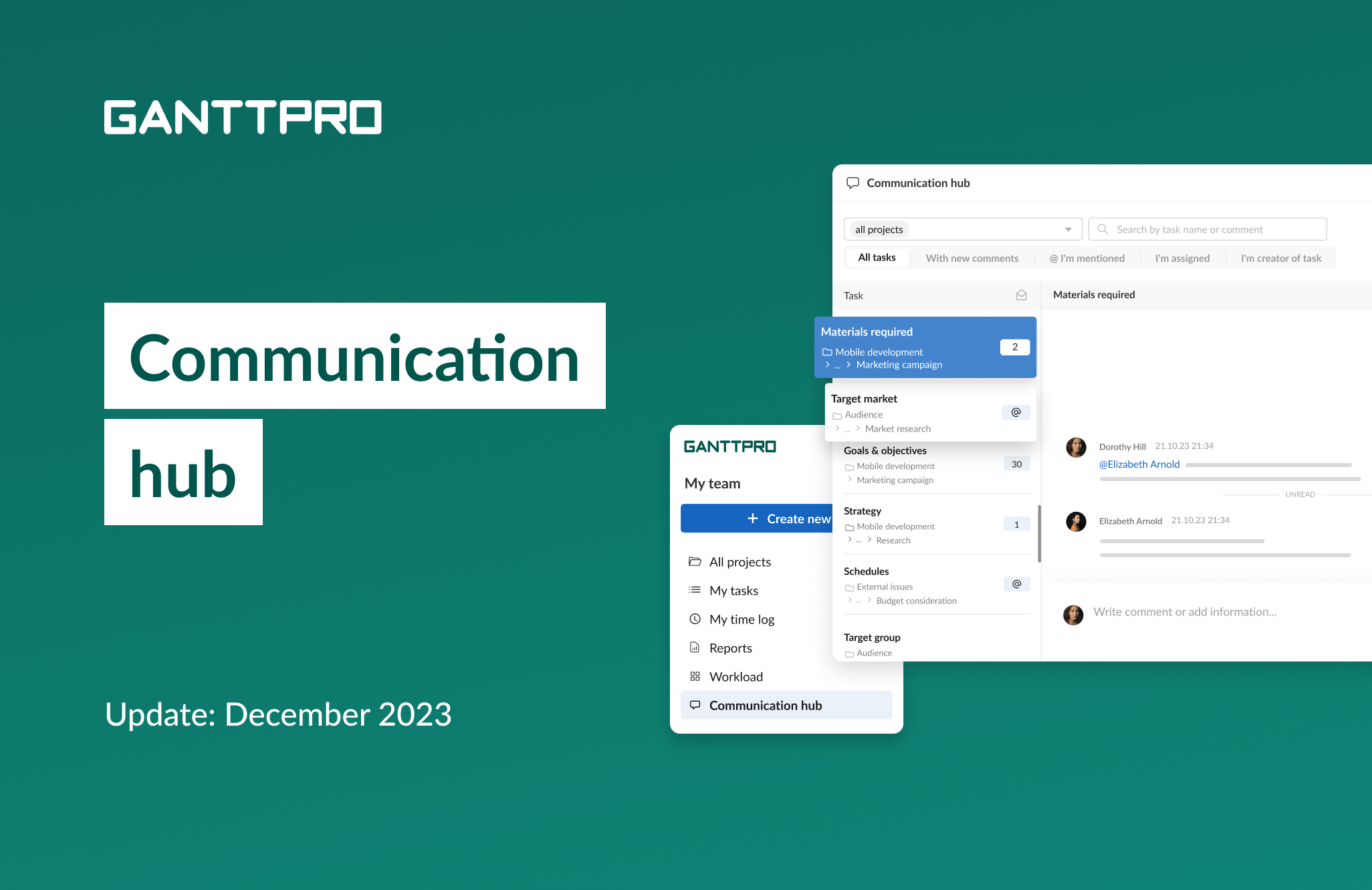 GanttPRO communication hub release