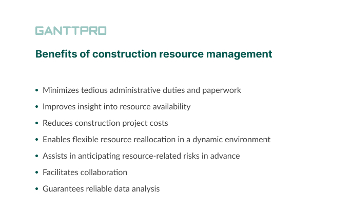 Benefits of construction resource management