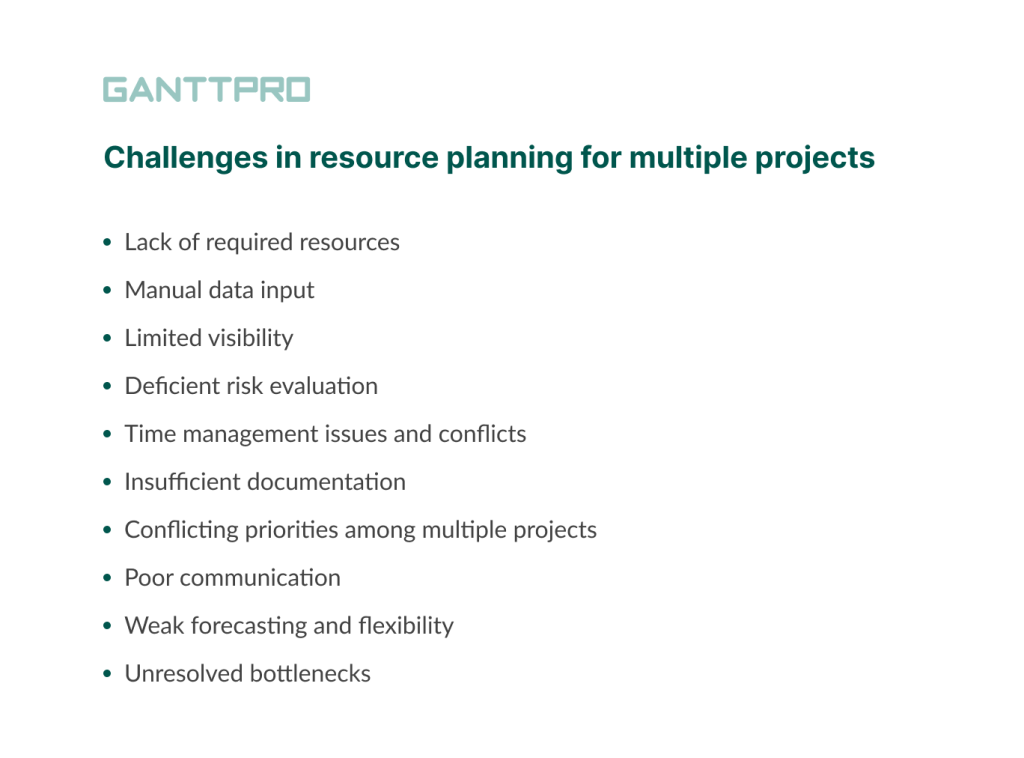 Resource planning for multiple projects: common challenges