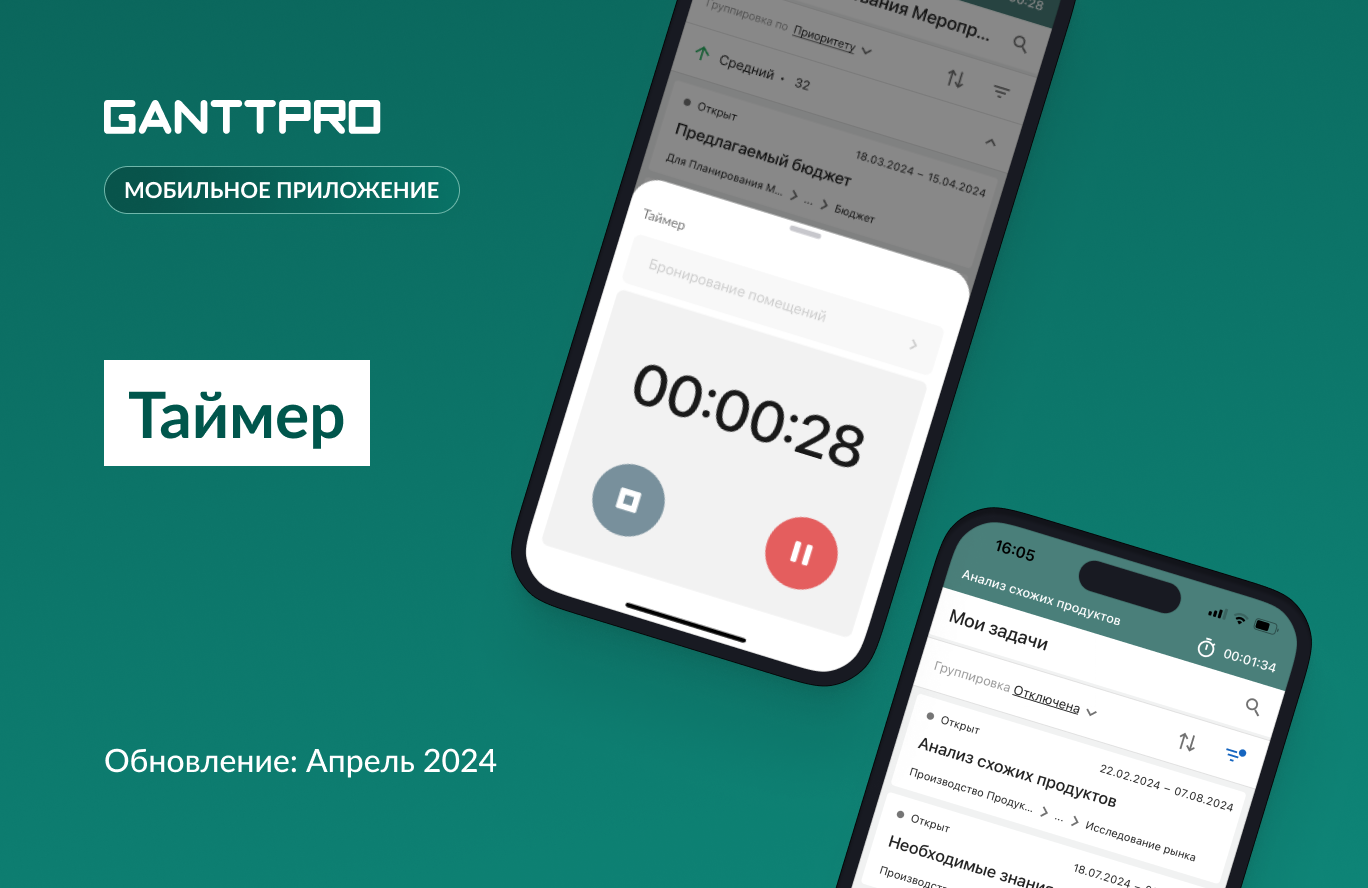 Релиз GanttPRO: таймер в мобильном приложении