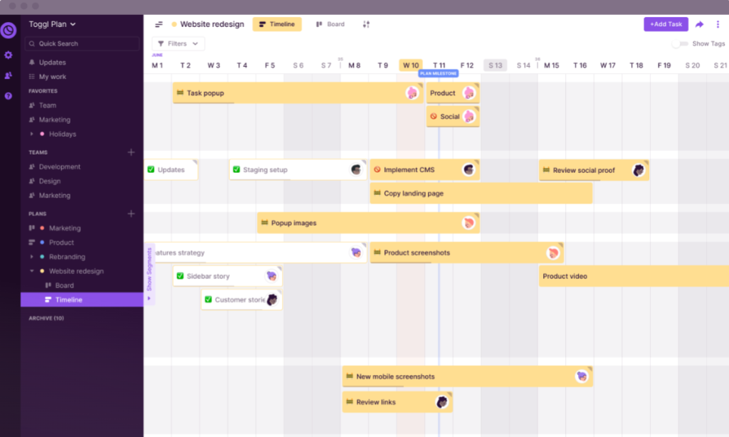 Resource scheduling tools: Toggl Plan