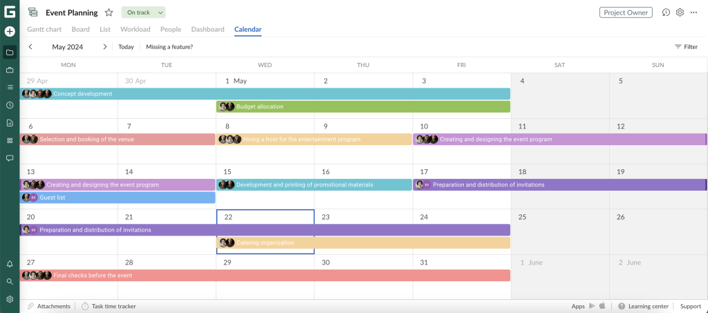 GanttPRO release: calendar view