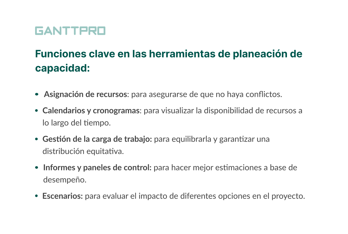 funciones de herramientas para la planeacion de capacidad