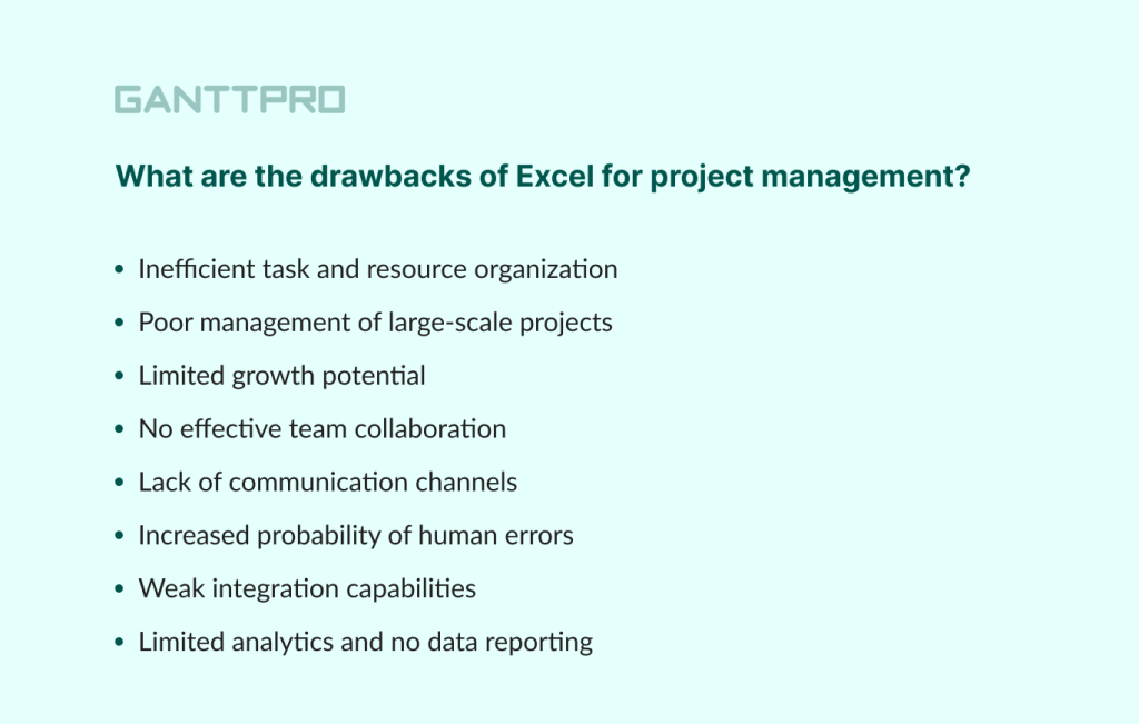 Project management software or Excel: common Excel drawbacks