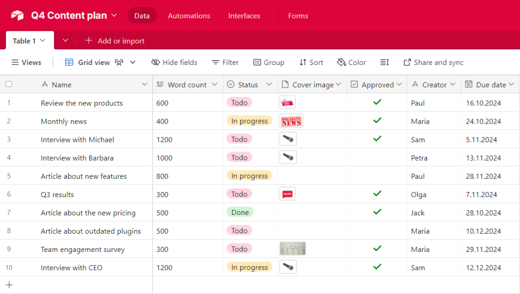 Basecamp alternatives: Airtable