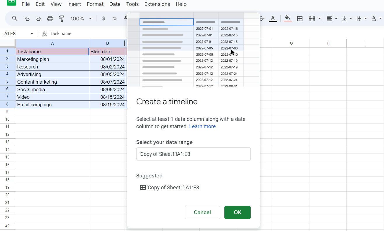 How to Make a Gantt Chart in Google Sheets