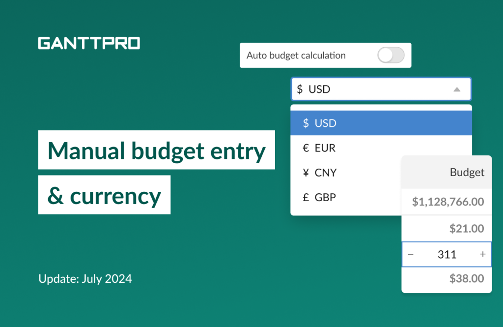 GanttPRO release: manual budget entry