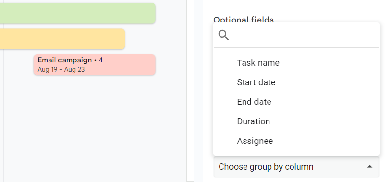 How to make a Gantt chart in Google Sheets using a timeline: grouping tasks