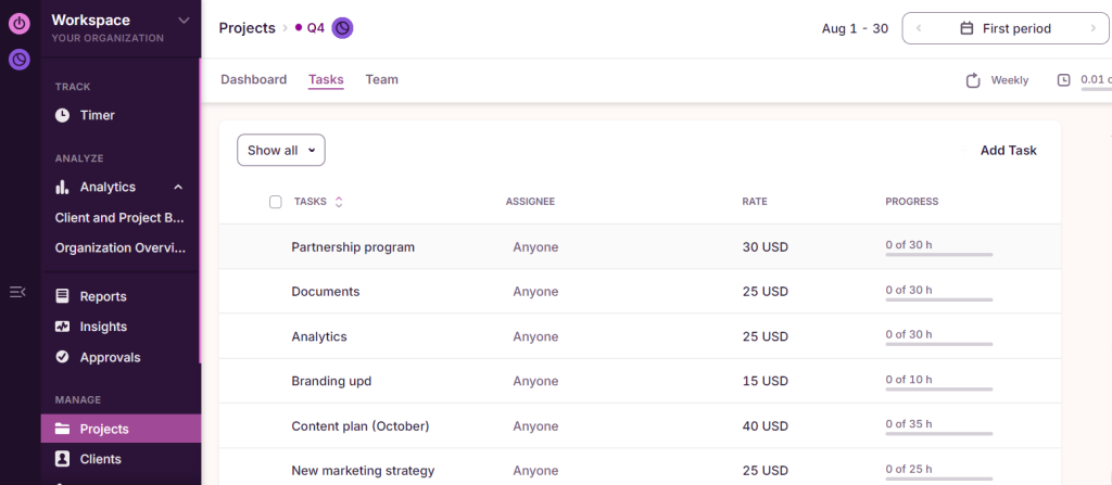 Smartsheet competitors: Toggl Track