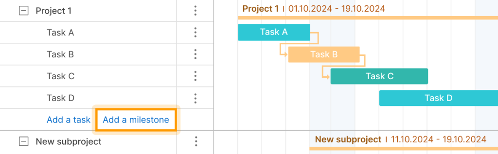 How to create project milestones: quick milestones adding