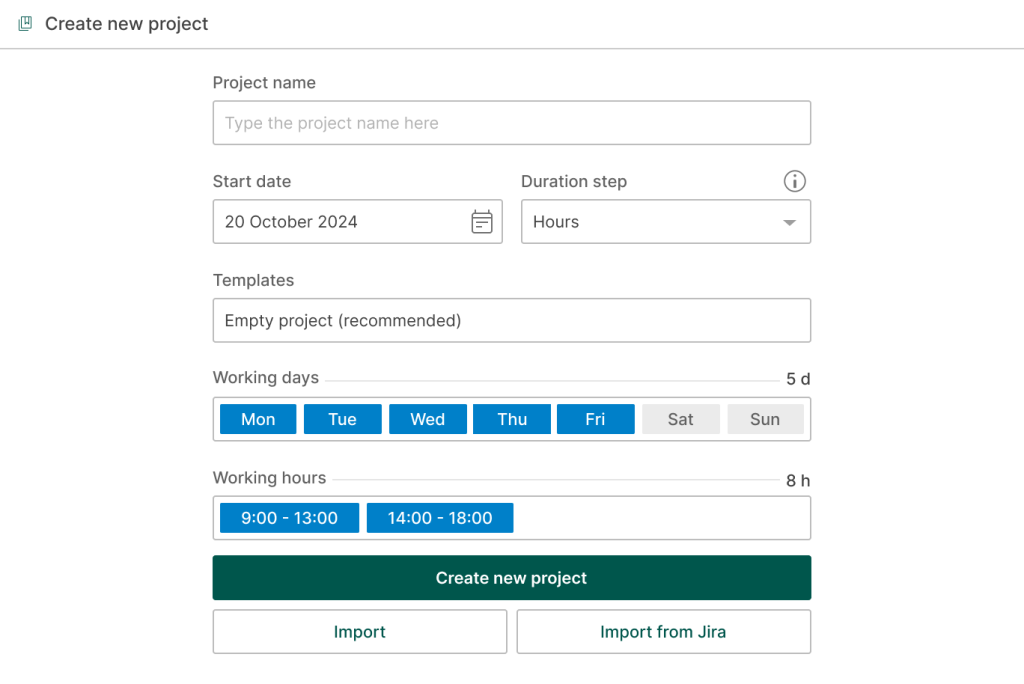 How to create project milestones in GanttPRO: creating a project