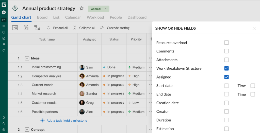 How to set up your project in GanttPRO: standard fields