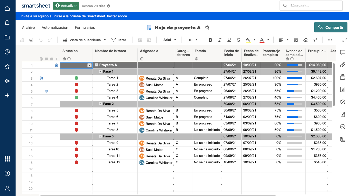 alterntivas asana - smartsheet