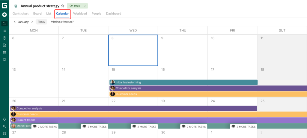 How to set up your project in GanttPRO: the Calendar view