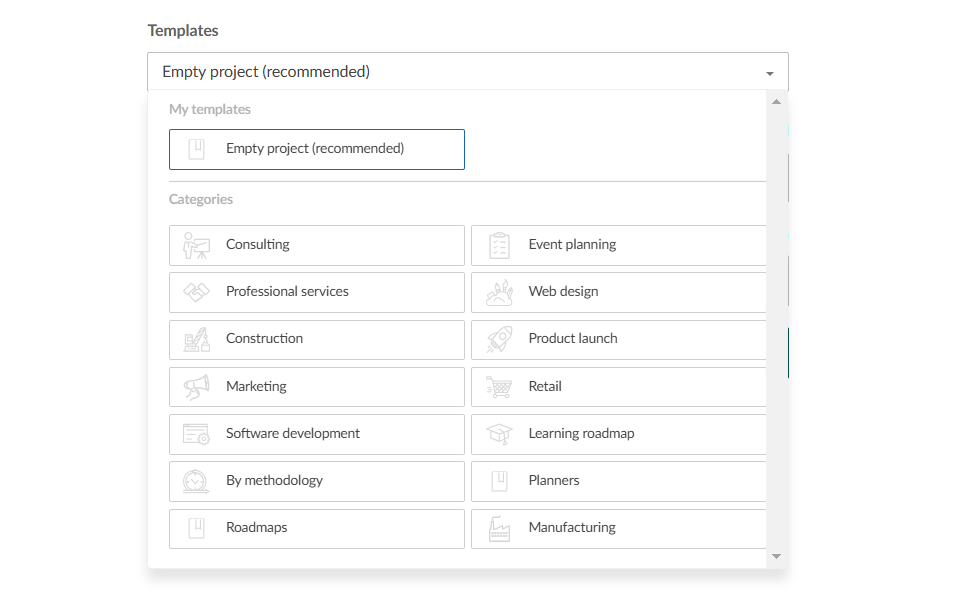 How to set up your project in GanttPRO: creating a project from a template