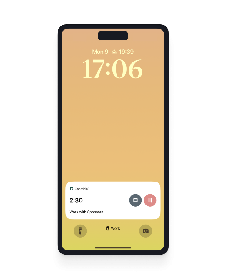 Timer Widget in the GanttPRO Mobile App