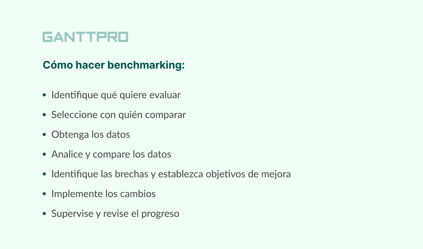 pasos de benchmarking