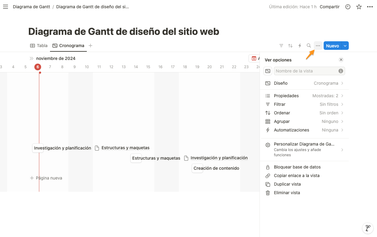 diagrama de gantt notion 7