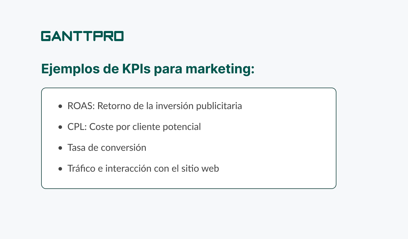 ejemplos de indicadores de desempeño kpi en marketing