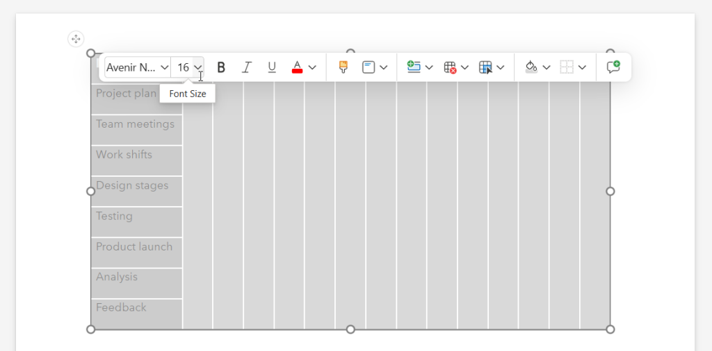 How to create a project timeline in PowerPoint with a table: inserting tasks