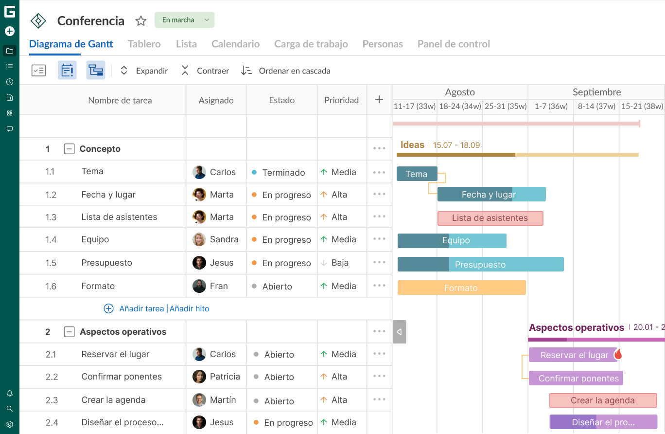 programa para evento - ganttpro