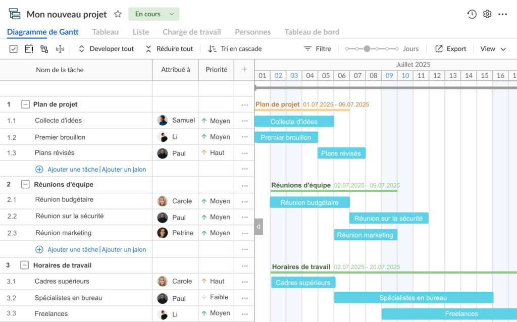 Comment créer un diagramme de Gantt dans GanttPRO : ajout de ressources