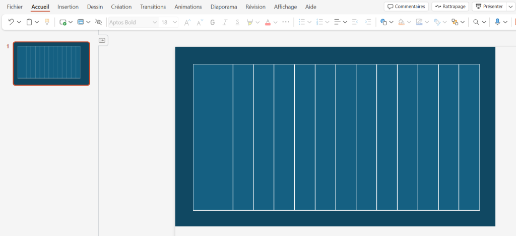 Diagramme de Gantt PowerPoint: configuration du tableau