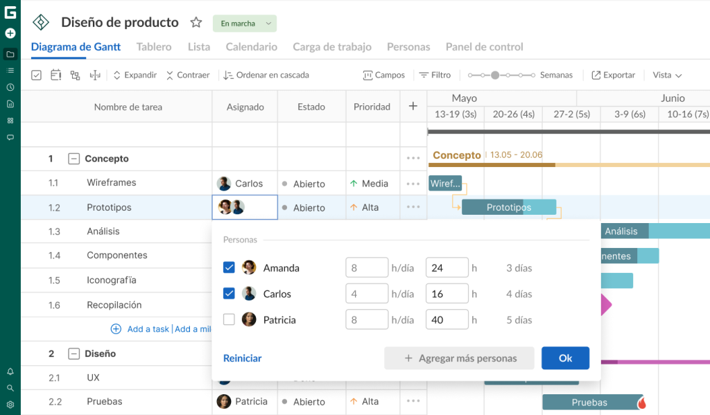 GanttPRO para gestion de limitaciones de proyecto 2
