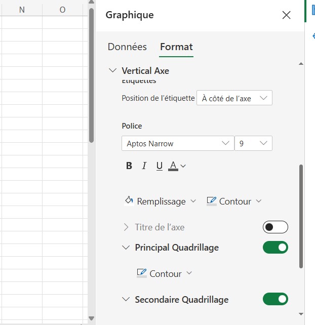 Comment faire un diagramme de Gantt sur Excel : quadrillage vertical secondaire