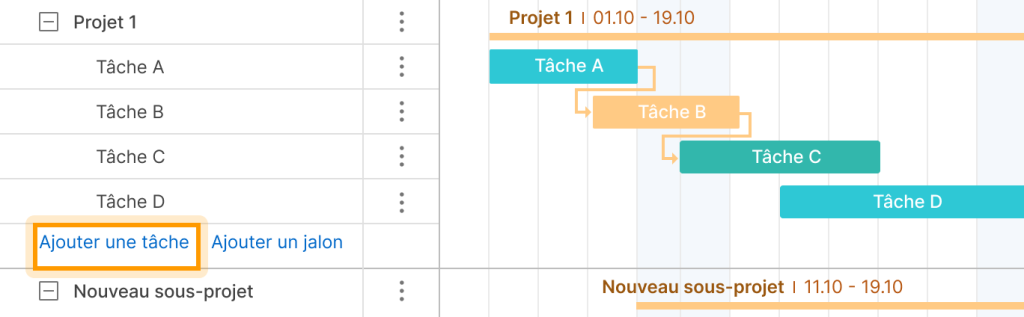 ajouter des tâches dans GanttPRO