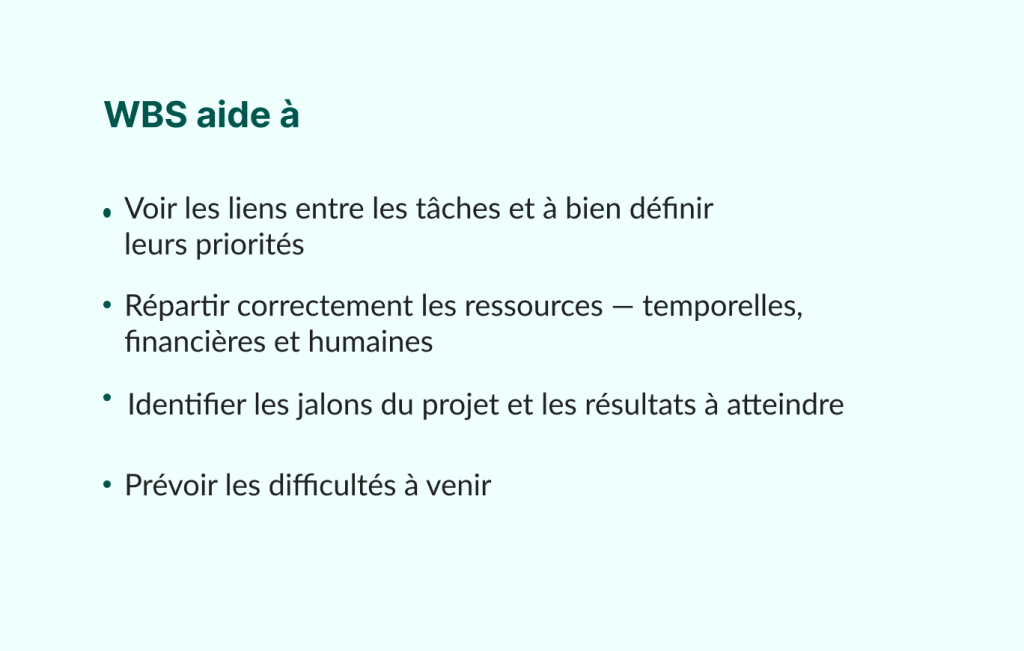 Les avantages d'application le WBS