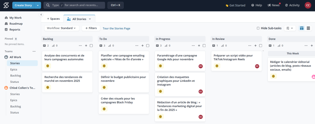 Alternative a Jira : Shortcut 