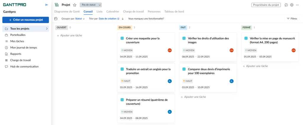 Alternative à Trello: GanttPRO