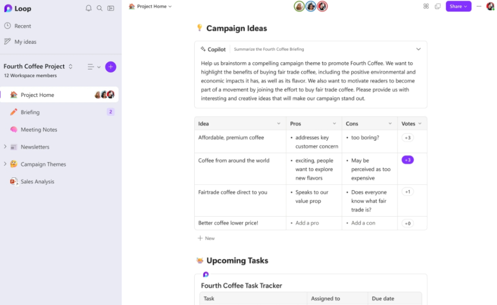 Alternative a excel: interface de Loop