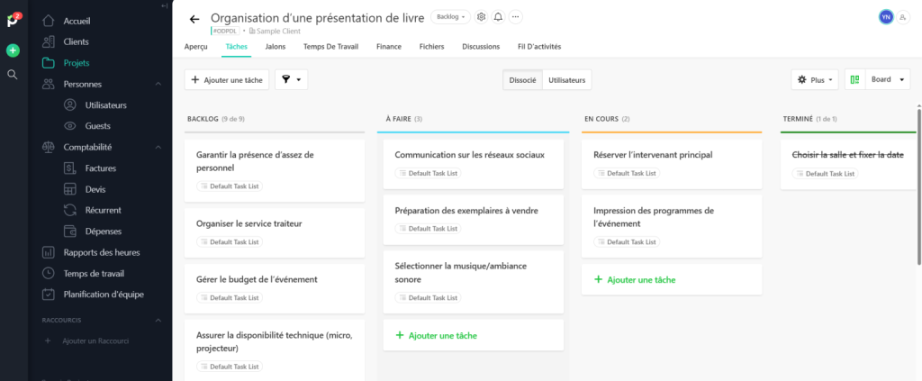 Alternative a excel: interface de Paymo