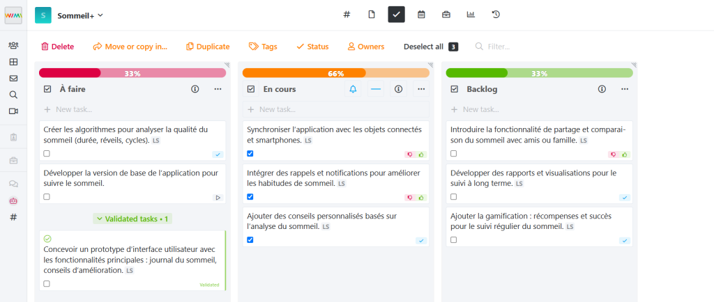 Alternative a Wimi: vue de tableau Wimi