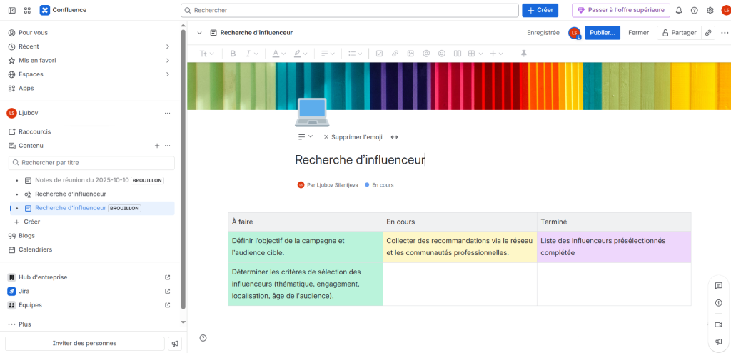 Alternative a Google Sheets: Confluence