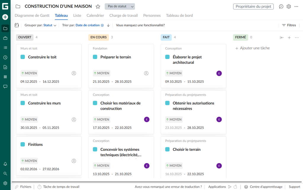 Alternative a Google Sheets: projet de vue de tableau