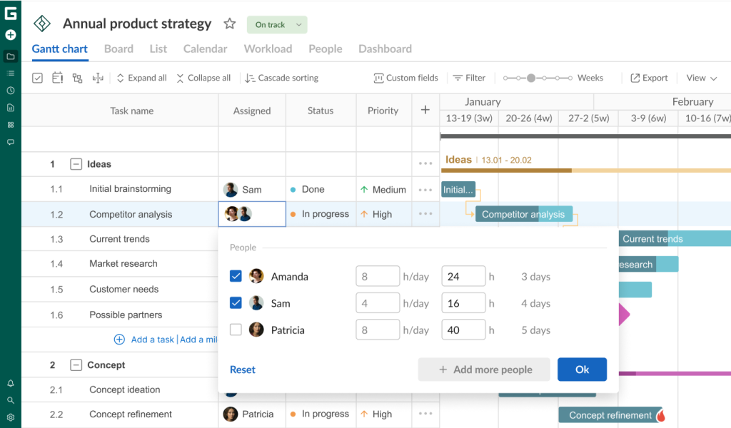 Adding roles in a GanttPRO work plan