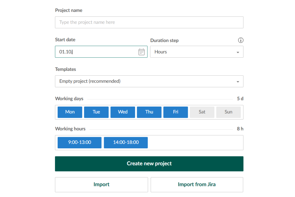 How to create project milestones in GanttPRO: creating a project